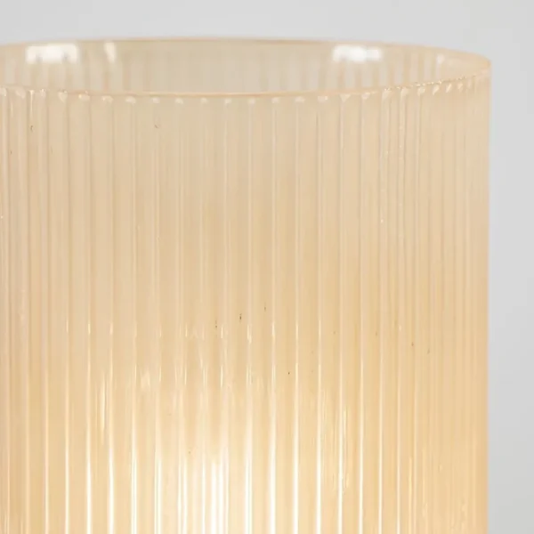 Online Straluma L&L grote ribglas tafellamp peach op batterijen Phoebe