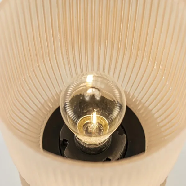 Online Straluma L&L grote ribglas tafellamp peach op batterijen Phoebe