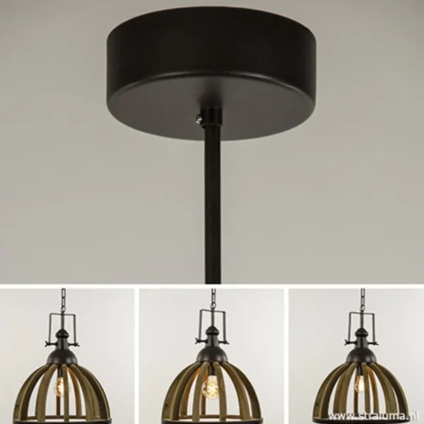 Cheap Straluma Landelijk hanglamp Djem hout/zink