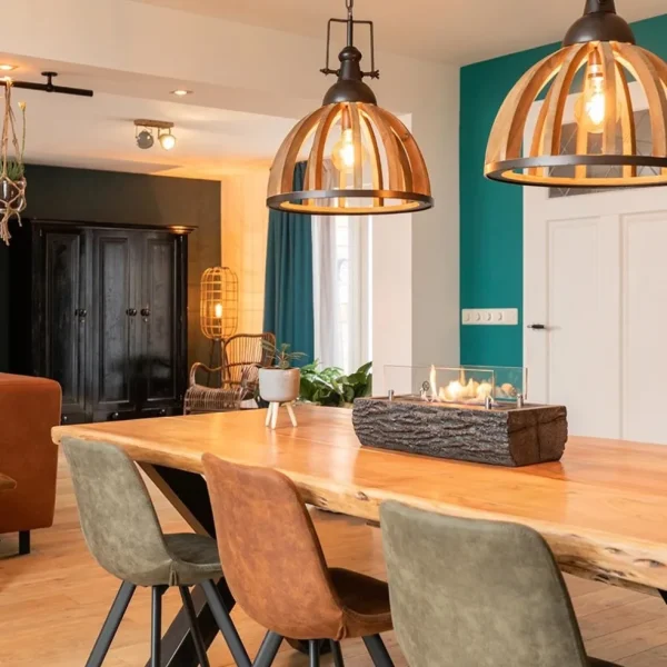 Store Straluma Landelijk industriële 2-lichts hanglamp hout/zink