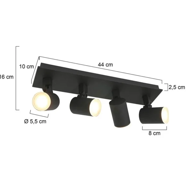 Cheap Straluma Langwerpige LED opbouwspot zwart 4-lichts