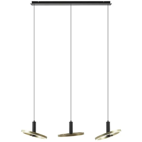 Discount Straluma LED eettafelhanglamp 3-lichts balk zwart/goud dimbaar