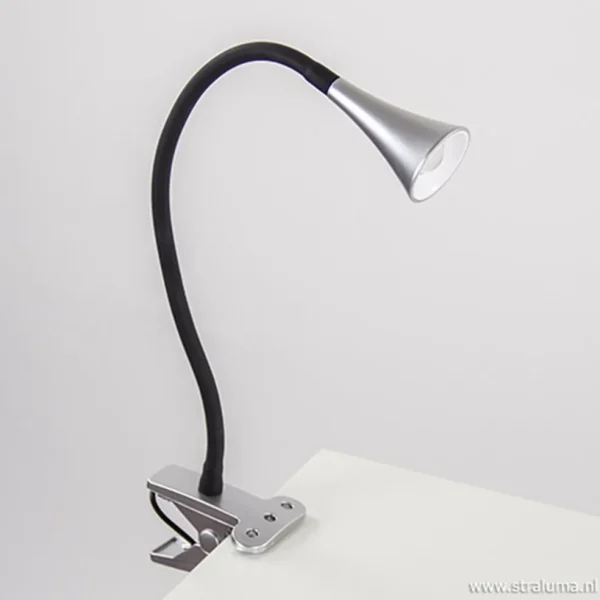 led_klemlampklemspot_zwar_3.webp Online Straluma LED klemlamp/klemspot zwart met zilver