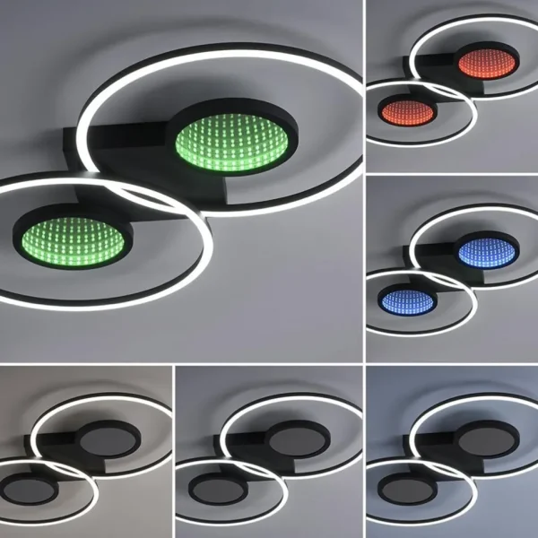 Store Straluma LED plafondlamp zwart ringen met RGB en memory