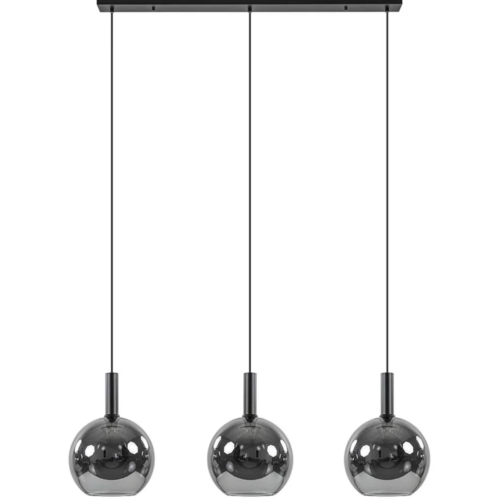Best Sale Straluma 3-Lichts eettafelhanglamp mat zwart met smoke glas 30 cm