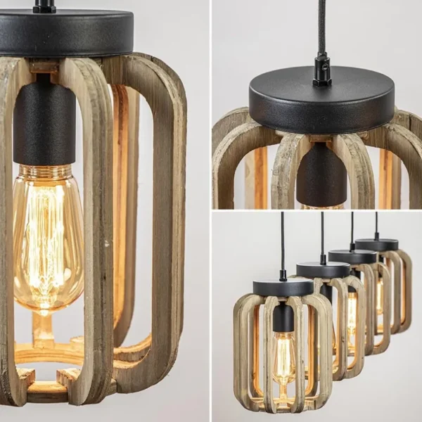 lichts_eettafelhanglamp_m_2-1.webp New Straluma 4-Lichts eettafelhanglamp mat zwart met ruw hout