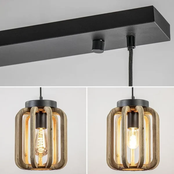 lichts_eettafelhanglamp_m_3-1.webp New Straluma 4-Lichts eettafelhanglamp mat zwart met ruw hout