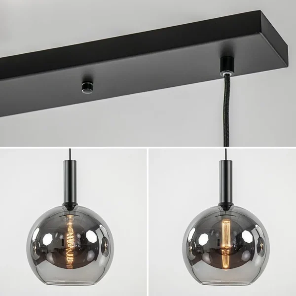 lichts_eettafelhanglamp_m_3-2.webp Best Sale Straluma 3-Lichts eettafelhanglamp mat zwart met smoke glas 30 cm