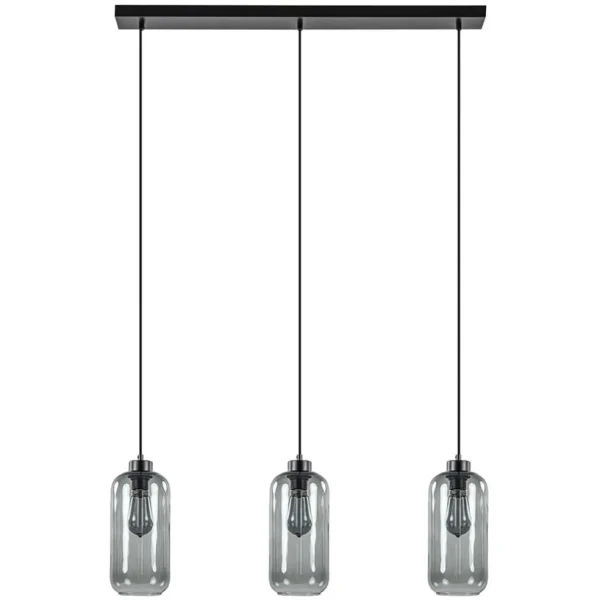 Hot Straluma 3-Lichts eettafelhanglamp smoke glas cilinder