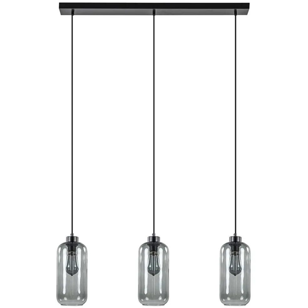 Hot Straluma 3-Lichts eettafelhanglamp smoke glas cilinder