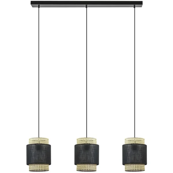 lichts_eettafelhanglamp_w_0.webp Outlet Straluma 3-Lichts eettafelhanglamp webbing met zwart