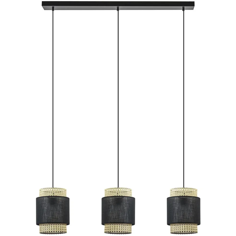 lichts_eettafelhanglamp_w_0.webp Outlet Straluma 3-Lichts eettafelhanglamp webbing met zwart