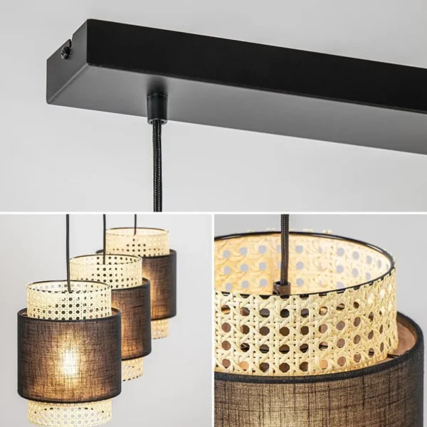 lichts_eettafelhanglamp_w_3.webp Outlet Straluma 3-Lichts eettafelhanglamp webbing met zwart