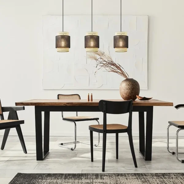 lichts_eettafelhanglamp_w_4.webp Outlet Straluma 3-Lichts eettafelhanglamp webbing met zwart