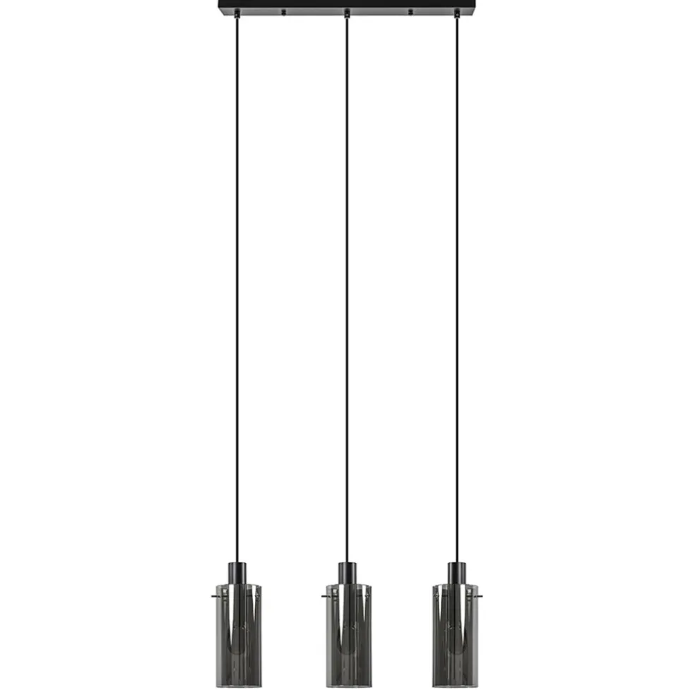 lichts_eettafelhanglamp_z_0-2.webp Discount Straluma 3-Lichts eettafelhanglamp zwart met cilinder smoke glas