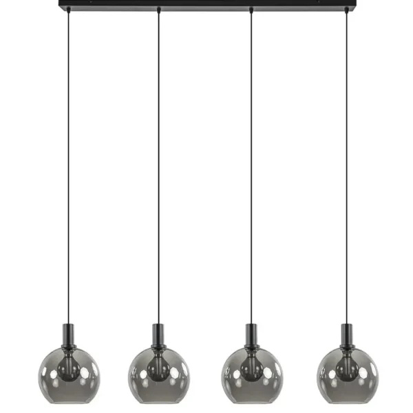 lichts_eettafelhanglamp_z_0-4.webp Shop Straluma 4-lichts eettafelhanglamp zwart met smoke glazen bollen