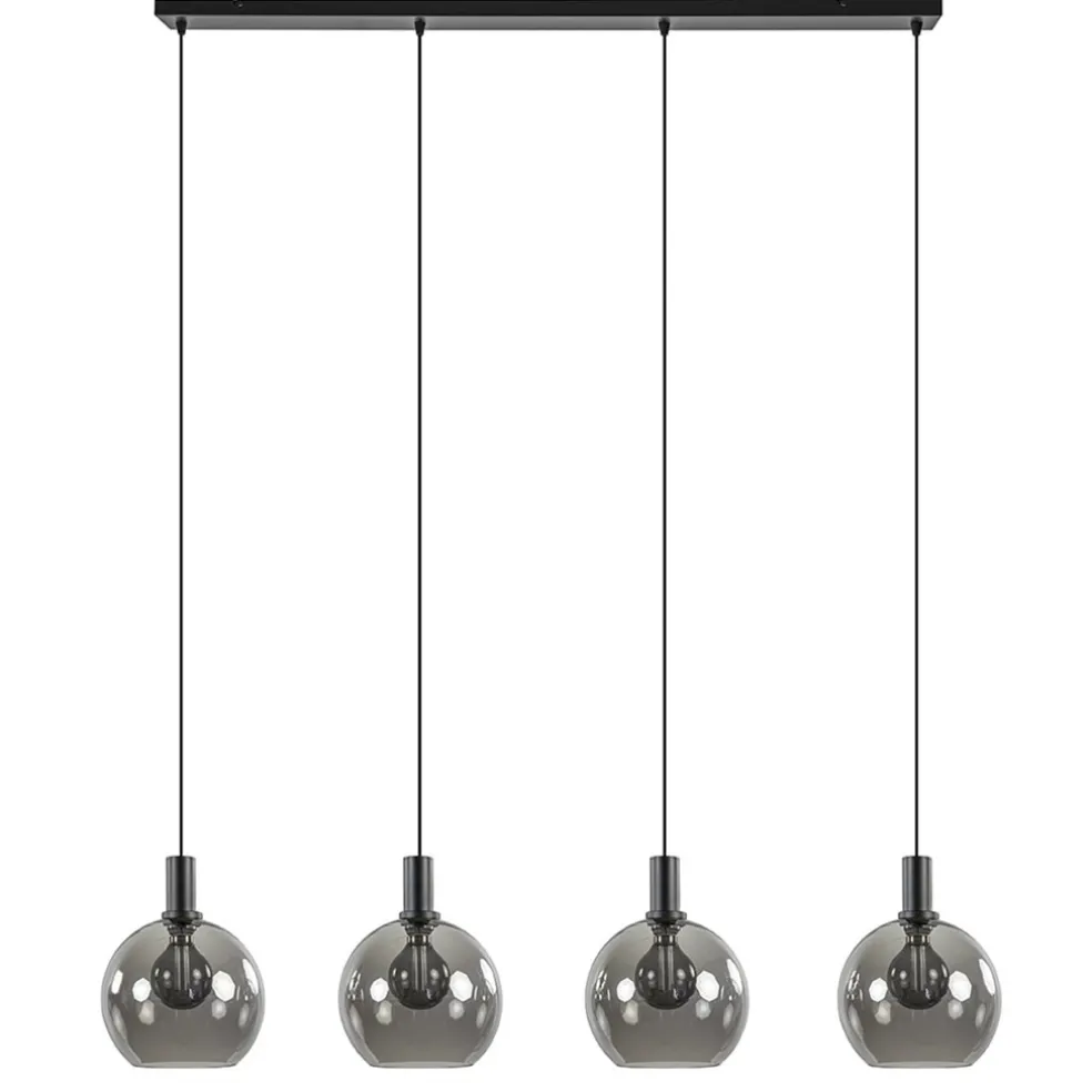 lichts_eettafelhanglamp_z_0-4.webp Shop Straluma 4-lichts eettafelhanglamp zwart met smoke glazen bollen