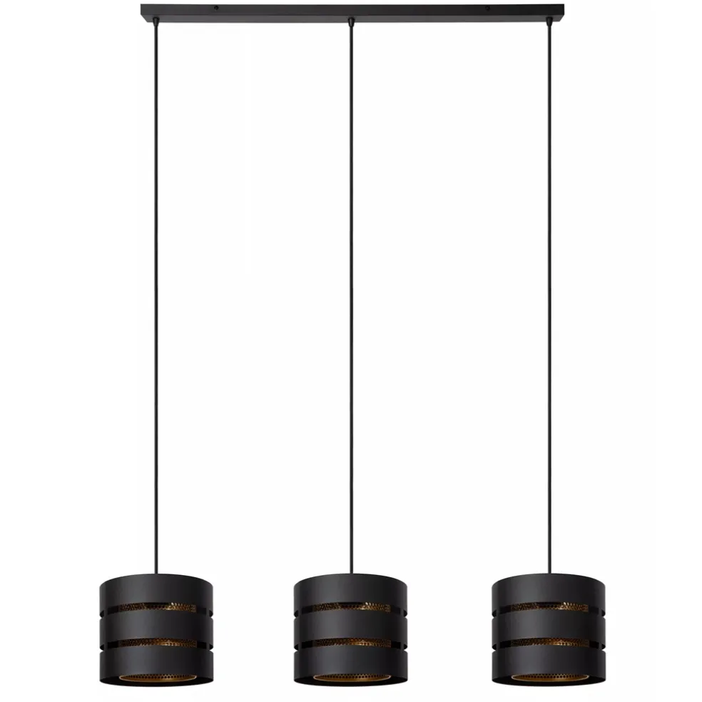 lichts_eettafelhanglamp_z_0.webp Outlet Straluma 3-Lichts eettafelhanglamp zwart met goud