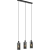 lichts_eettafelhanglamp_z_1-2.webp Discount Straluma 3-Lichts eettafelhanglamp zwart met cilinder smoke glas