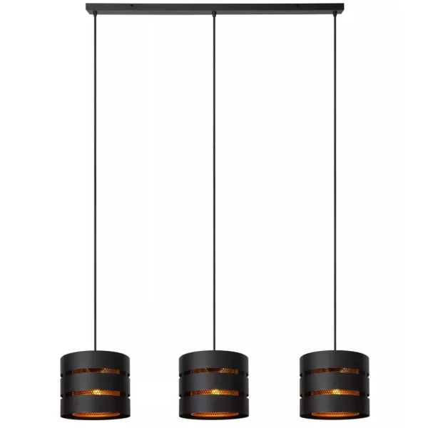 lichts_eettafelhanglamp_z_1.webp Outlet Straluma 3-Lichts eettafelhanglamp zwart met goud