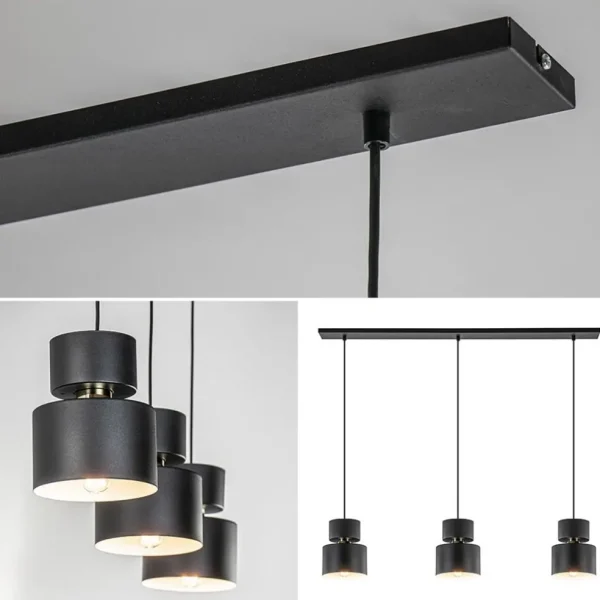 lichts_eettafelhanglamp_z_2-3.webp Hot Straluma 3-Lichts eettafelhanglamp zwart met goud accent