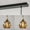 Hot Straluma 4-Lichts eettafelhanglamp zwart/goud met amber glazen bollen