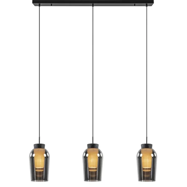 lichts_hanglamp_balk_zwar_0.webp Discount Straluma 3-Lichts hanglamp balk zwart/marmer met smoke glas