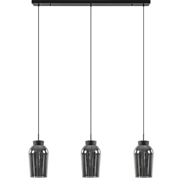 lichts_hanglamp_balk_zwar_1.webp Discount Straluma 3-Lichts hanglamp balk zwart/marmer met smoke glas