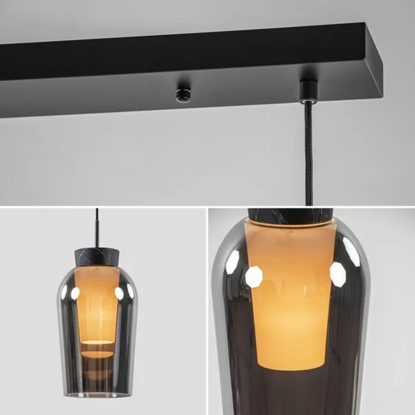 lichts_hanglamp_balk_zwar_3.webp Discount Straluma 3-Lichts hanglamp balk zwart/marmer met smoke glas