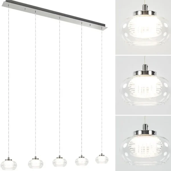 lichts_hanglamp_chroom_me_2.webp New Straluma 5-Lichts hanglamp chroom met helder glas en dimbaar LED