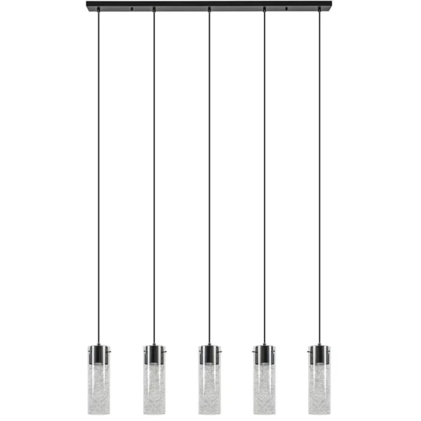 Flash Sale Straluma 5-Lichts hanglamp cilinder helder glas met zwart
