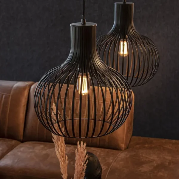 lichts_hanglamp_met_mat_z_4.webp New Straluma 2-Lichts hanglamp met mat zwarte draad kappen