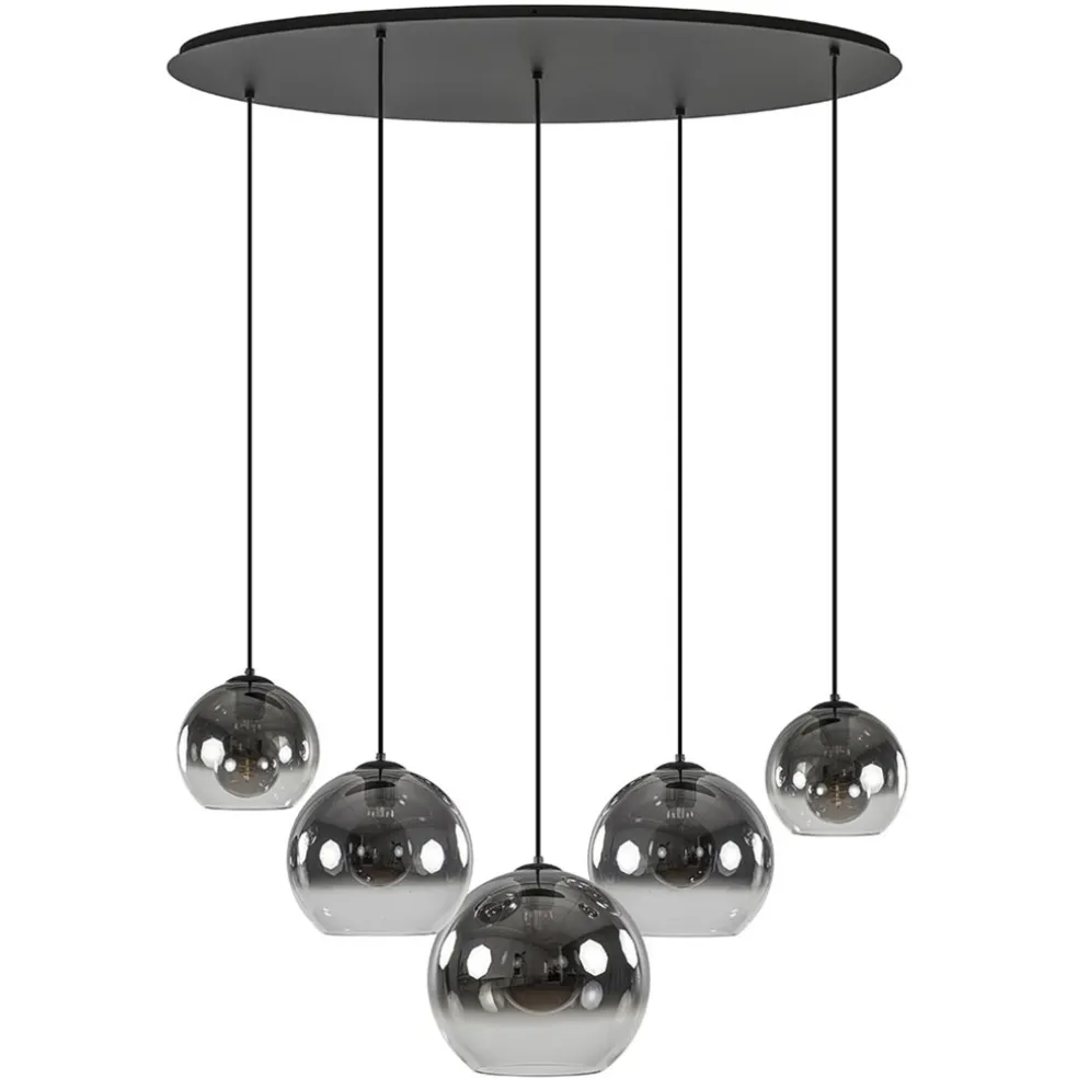 lichts_hanglamp_ovaal_mat_0.webp Flash Sale Straluma 5-Lichts hanglamp ovaal mat zwart met titanium glas