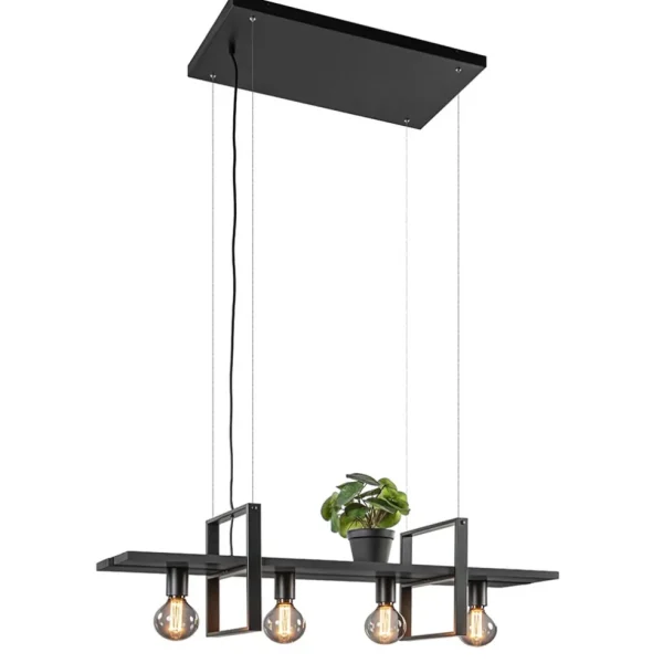 lichts_hanglamp_zwart_met_1-6.webp Cheap Straluma 4-Lichts hanglamp zwart met zwarte houten planken