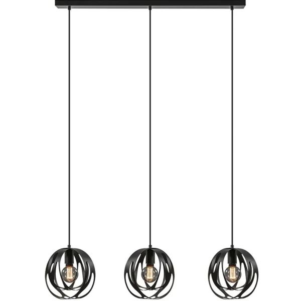Flash Sale Straluma 3-Lichts hanglamp zwart met ronde kappen