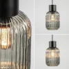 lichts_hanglamp_zwart_met_3.webp New Straluma 1-Lichts hanglamp zwart met smoke glazen cilinder
