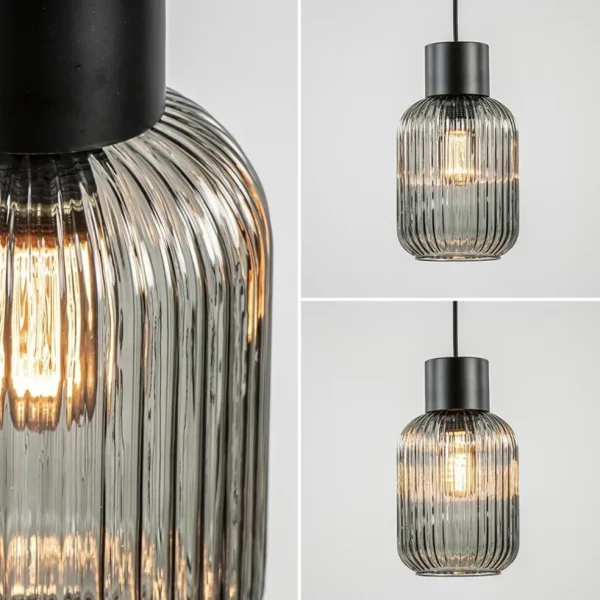 lichts_hanglamp_zwart_met_3.webp New Straluma 1-Lichts hanglamp zwart met smoke glazen cilinder
