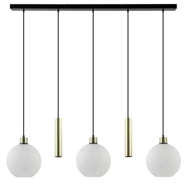 Cheap Straluma 5-Lichts hanglamp zwart-goud met opaal glas