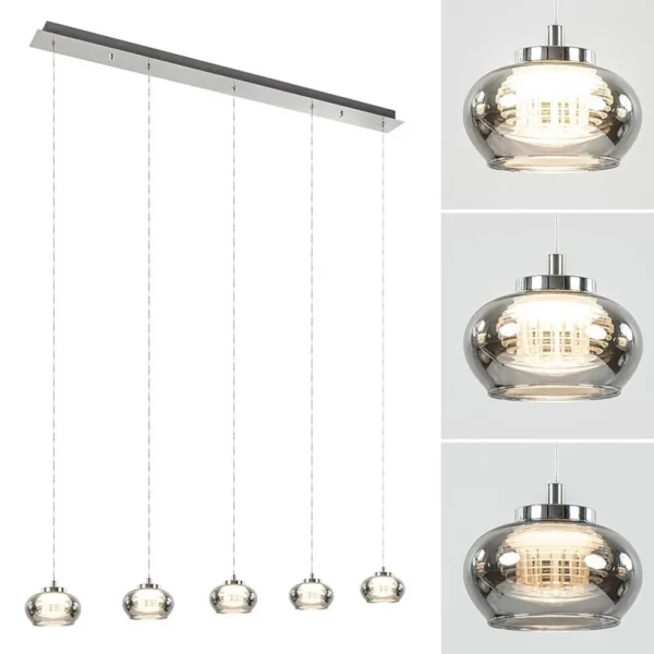 lichts_led_eettafelhangla_2.webp Cheap Straluma 5-Lichts LED eettafelhanglamp smoke glas dimbaar