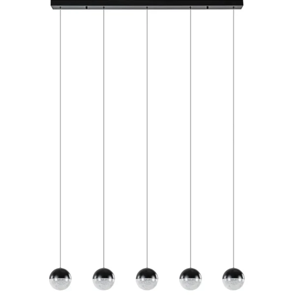Online Straluma 5-Lichts LED hanglamp zwart met diamant zand 3-standen dimbaar