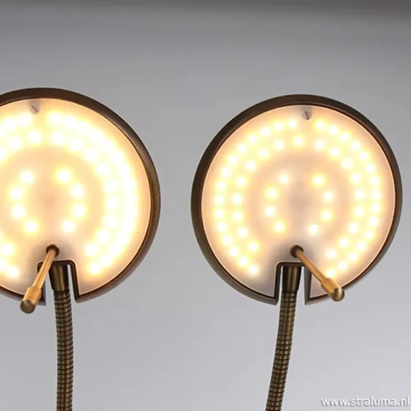 lichts_leeslamp_brons_led_2.webp Store Straluma 2-Lichts leeslamp brons LED dimbaar