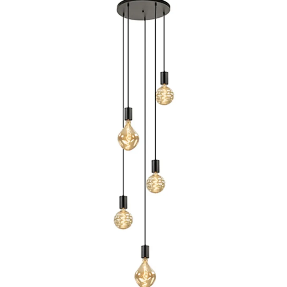 lichts_plaat_rond__pendel_0.webp Outlet Straluma 5-lichts plaat rond + pendels zwart ex.lb