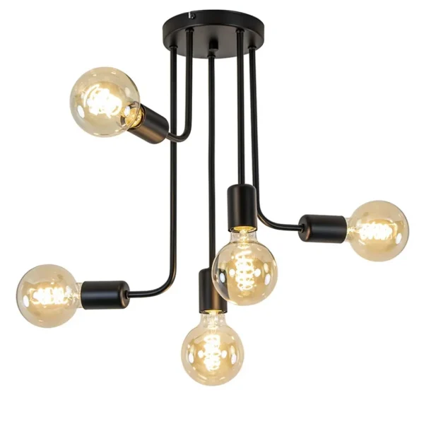 lichts_plafondlamp_pendel_1.webp Flash Sale Straluma 5-Lichts plafondlamp pendel mat zwart excl lichtbronnen