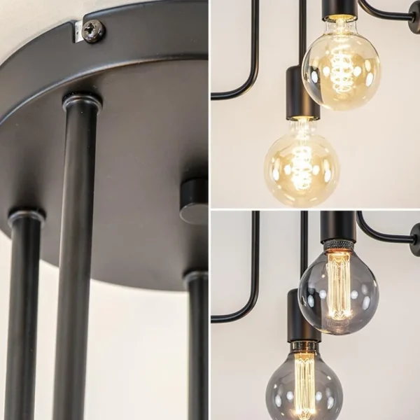 lichts_plafondlamp_pendel_3.webp Flash Sale Straluma 5-Lichts plafondlamp pendel mat zwart excl lichtbronnen