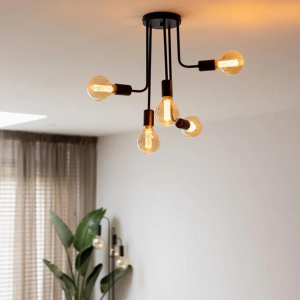 lichts_plafondlamp_pendel_4.webp Flash Sale Straluma 5-Lichts plafondlamp pendel mat zwart excl lichtbronnen