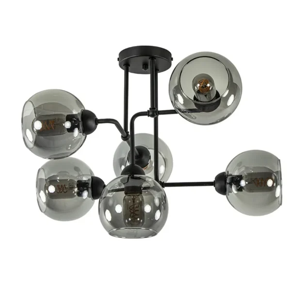 lichts_plafondlamp_zwart__0-3.webp Cheap Straluma 6-Lichts plafondlamp zwart met smoke glazen bollen