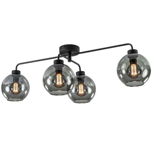 lichts_plafondlamp_zwart__1.webp Discount Straluma 4-Lichts plafondlamp zwart met smoke glazen bollen