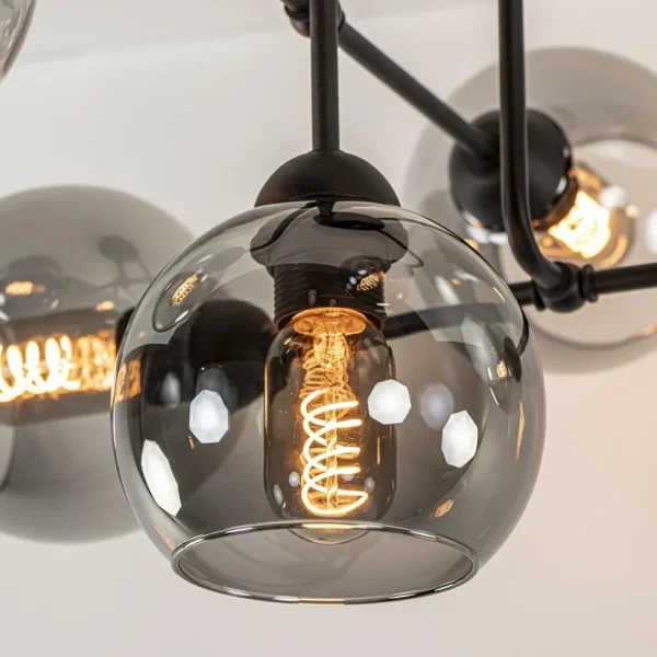 lichts_plafondlamp_zwart__2-3.webp Cheap Straluma 6-Lichts plafondlamp zwart met smoke glazen bollen