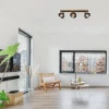 Sale Straluma 3-Lichts plafondlamp zwart met verstelbare houten kappen