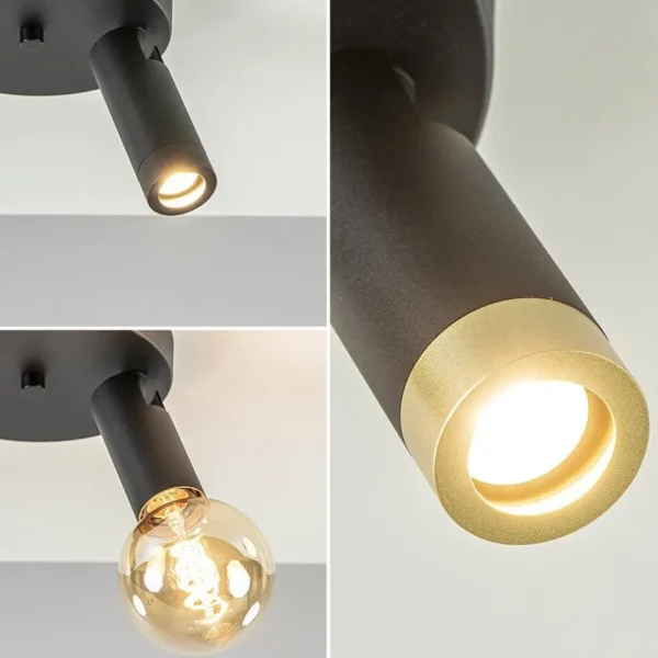 lichts_plafondspot_mat_zw_3.webp Online Straluma 2-Lichts plafondspot mat zwart met gouden accent